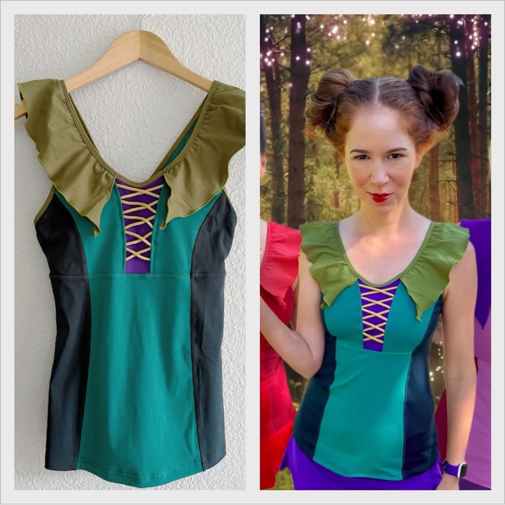 Crowned Athletics Dark Green Ruffle Sister Witch Athletic Tank - Picture 2 of 9